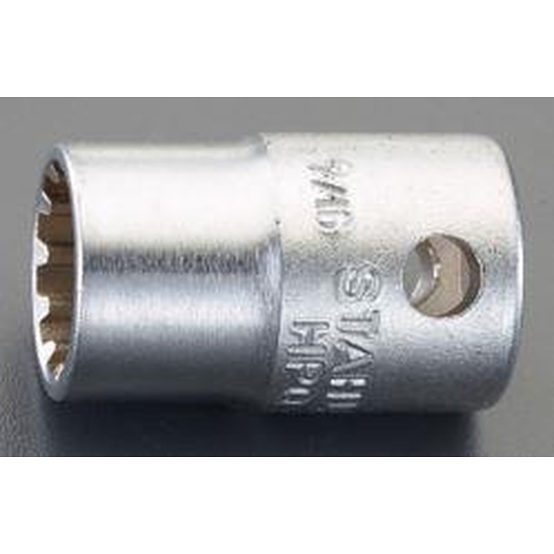 エスコ EA617YP-223 3/8”DRx1/2”スプラインソケット 1個(ご注文単位1個)【直送品】