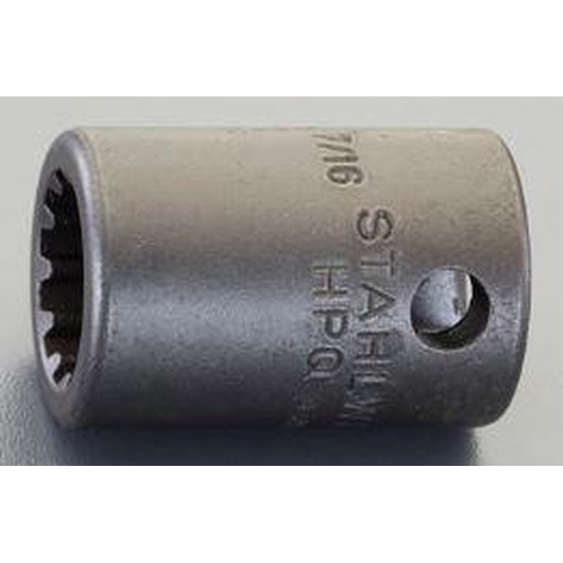 エスコ EA617YP-226 3/8”DRx7/16”スプラインソケット 1個(ご注文単位1個)【直送品】