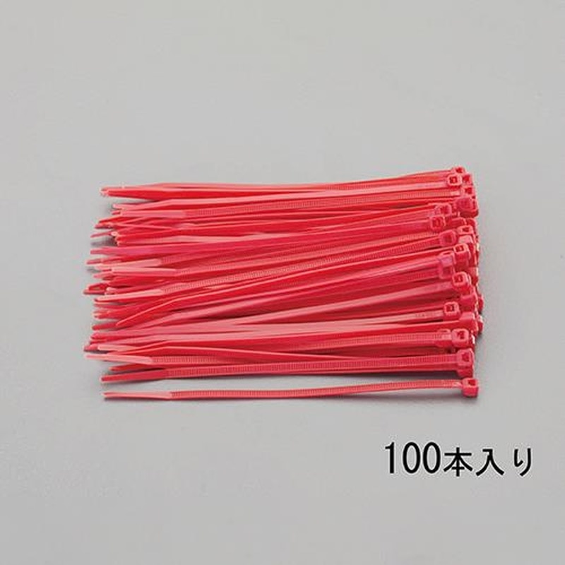 エスコ EA475C-200M 203x2.5mm結束バンド(赤/100本) 1個（ご注文単位1個）【直送品】