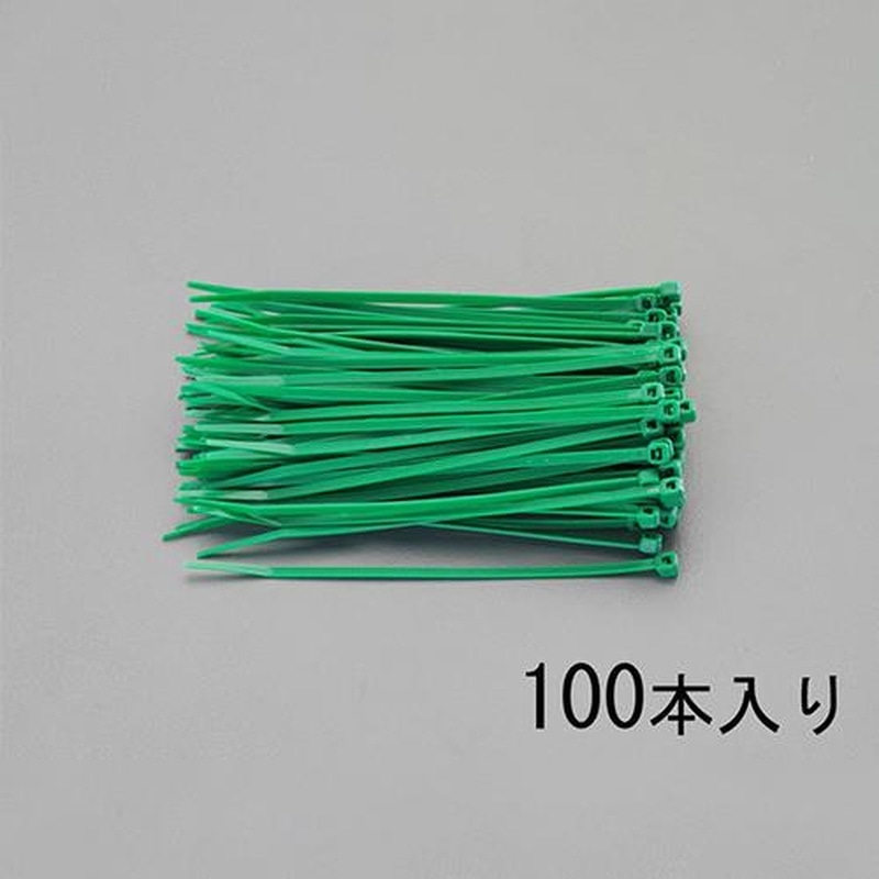 エスコ EA475G-100 100x2.5mm結束バンド(緑/100本) 1個（ご注文単位1個）【直送品】