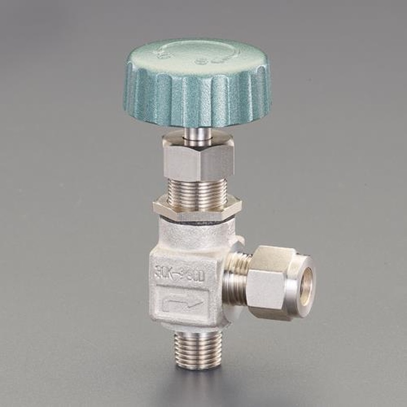 エスコ EA470CN-602 3/8”xR1/4”ニードルバルブ(アングル型/ステンレス製) 1個(ご注文単位1個)【直送品】