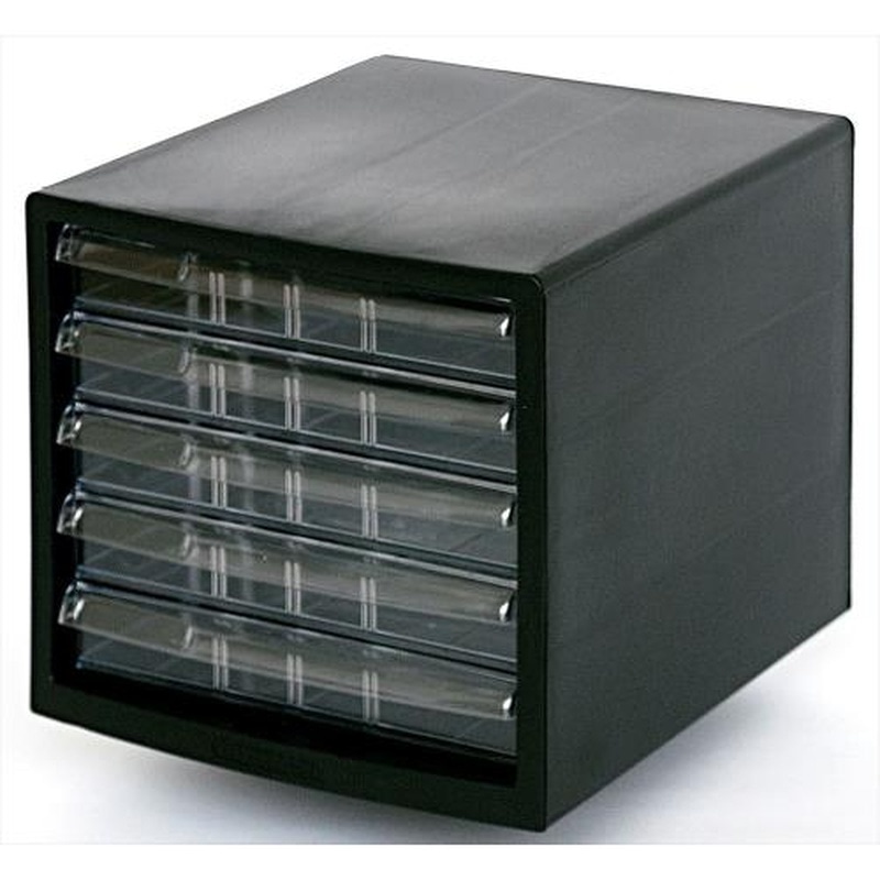 エスコ EA954JD-42 278x350x258mm/5段レターケース(黒) 1個(ご注文単位1個)【直送品】