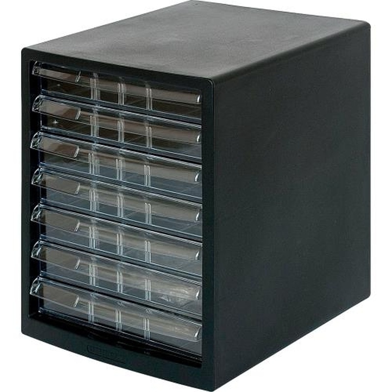 エスコ EA954JD-51 278x350x345mm/浅7段レターケース(黒) 1個(ご注文単位1個)【直送品】