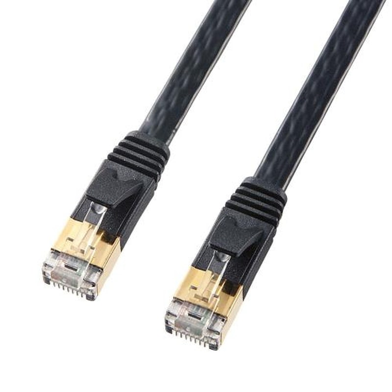 エスコ EA764BB-132 1mフラットLANケーブル(CAT7/ブラック) 1個(ご注文単位1個)【直送品】