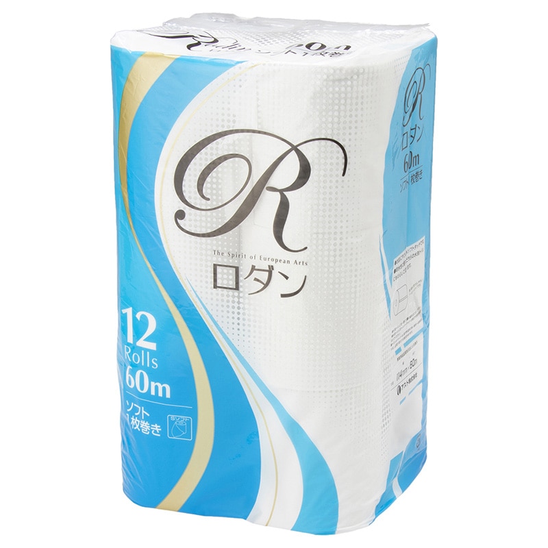 トイレットペーパー ロダン シングル 60m 12ロール 1パック(ご注文単位8パック)【直送品】