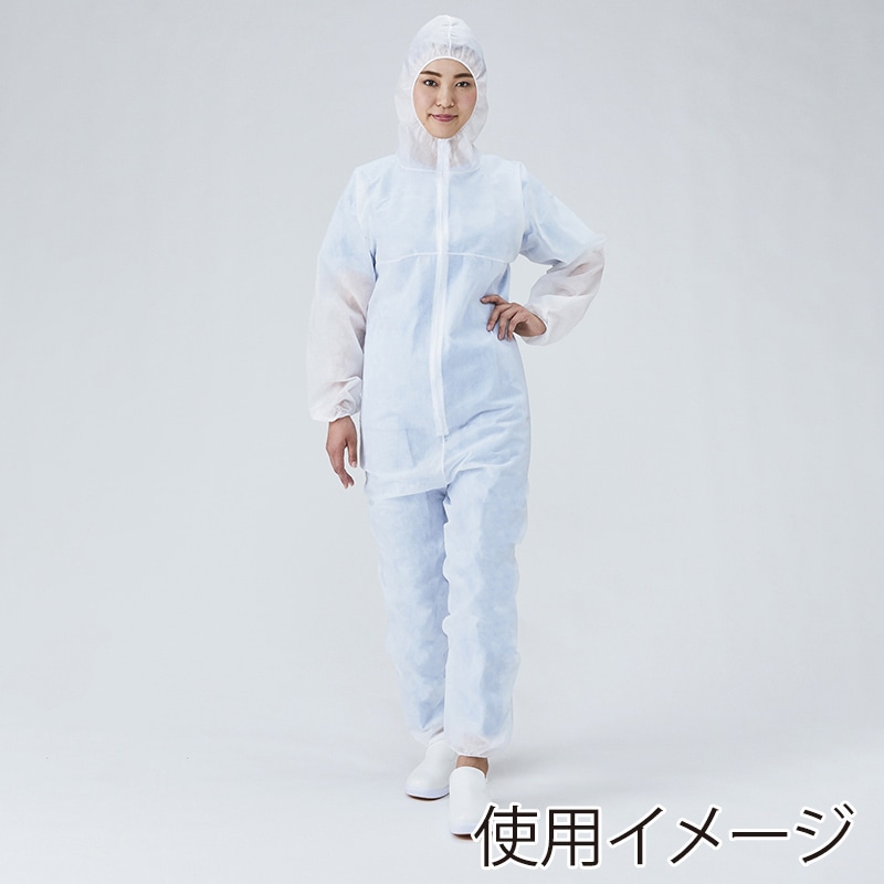 メディテックジャパン 不織布つなぎ服　フード付タイプ LL FJS-LL2　ホワイト 50枚/袋（ご注文単位1袋）【直送品】