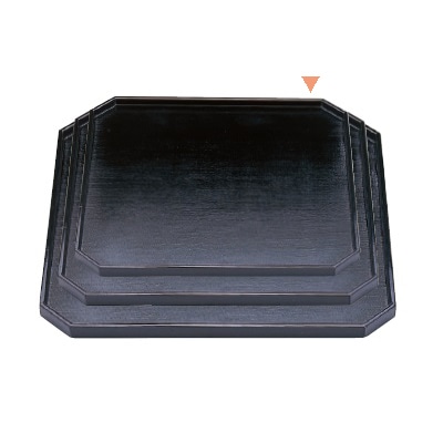 若泉漆器 隅切会席布目盆　黒　　尺0.5寸 ノンスリップ加工 B-4-1 1個（ご注文単位1個）【直送品】