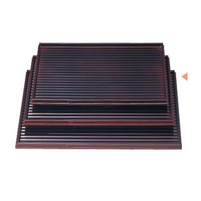 若泉漆器 長角盆 溜 カンナ目 尺3寸 B-6-32 1個(ご注文単位1個)【直送品】