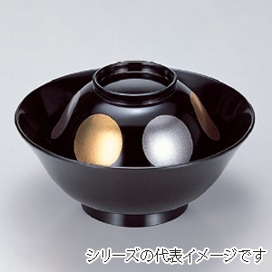 若泉漆器 4寸彩多用椀　黒日月  W-2-43 1個（ご注文単位1個）【直送品】