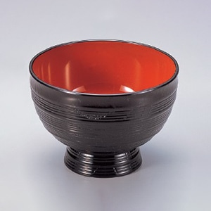 若泉漆器 ABSロクロ目丼 黒内朱 W-3-86 1個(ご注文単位1個)【直送品】