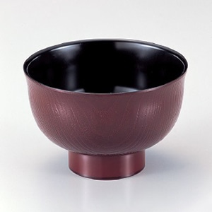 若泉漆器 羽反木目丼 溜 W-3-89 1個(ご注文単位1個)【直送品】