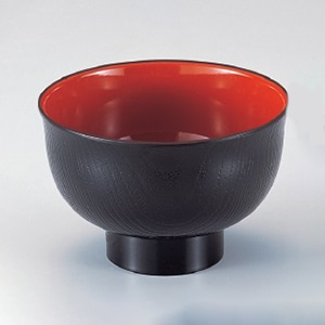 若泉漆器 羽反木目丼 黒内朱天黒 W-3-90 1個(ご注文単位1個)【直送品】