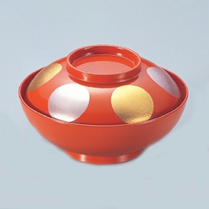 若泉漆器 柳椀 朱内朱雅日月S・H塗 W-6-65 1個(ご注文単位1個)【直送品】