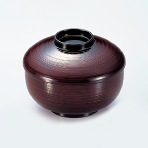 若泉漆器 三笠煮物椀 溜刷毛目 W-6-75 1個(ご注文単位1個)【直送品】