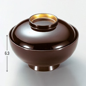 若泉漆器 4.2寸仙才丸椀 溜つば金 W-6-87 1個(ご注文単位1個)【直送品】