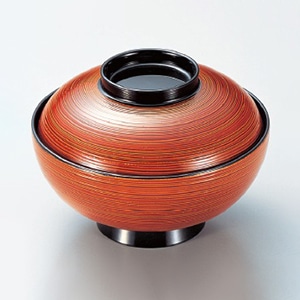 若泉漆器 4.2寸仙才丸椀 春慶刷毛目 W-6-88 1個(ご注文単位1個)【直送品】