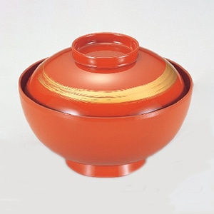 若泉漆器 4.5寸仙才雑煮椀 朱内朱一筆 W-6-94 1個(ご注文単位1個)【直送品】