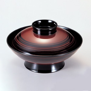 若泉漆器 5.5寸羽反煮物椀 溜筋目塗り分け W-6-95 1個(ご注文単位1個)【直送品】