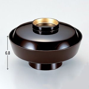 若泉漆器 5.5寸天竜寺煮物椀 溜つば金 W-7-13 1個(ご注文単位1個)【直送品】
