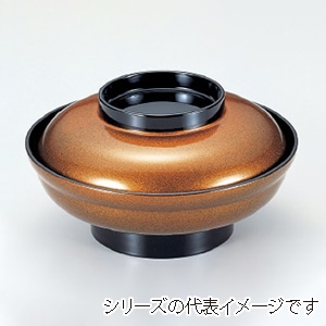 若泉漆器 新広輪丼 金梨地つば黒 大 W-7-15 1個(ご注文単位1個)【直送品】