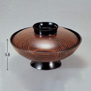 若泉漆器 5.5寸小槌煮物椀 木目 W-7-23 1個(ご注文単位1個)【直送品】