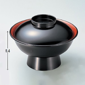 若泉漆器 5.5寸大名椀 黒内朱天黒 W-7-28 1個(ご注文単位1個)【直送品】
