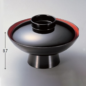 若泉漆器 6寸高台小槌椀 黒内朱 W-7-33 1個(ご注文単位1個)【直送品】