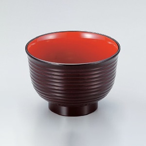 若泉漆器 3.3寸美里荒筋汁椀　溜内朱  W-8-70 1個（ご注文単位1個）【直送品】