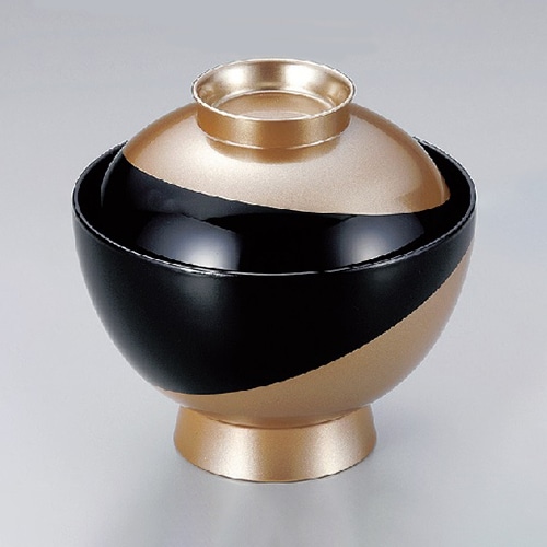若泉漆器 小丸椀　黒流線金地塗本漆塗  W-9-41 1個（ご注文単位1個）【直送品】