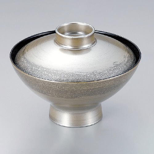 若泉漆器 朝顔吸椀　錆研ぎ出し銀地塗本漆塗  W-9-43 1個（ご注文単位1個）【直送品】