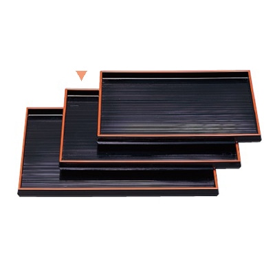 若泉漆器 千筋盆 黒天朱 尺2寸 1-68-2 1個(ご注文単位1個)【直送品】