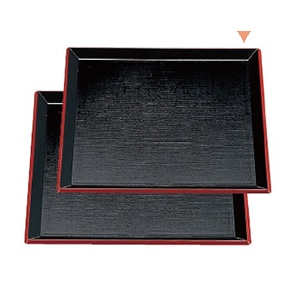 若泉漆器 耐熱角布目盆 黒天朱 尺1寸 ノンスリップ加工 1-88-15 1個(ご注文単位1個)【直送品】