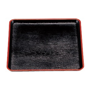 若泉漆器 8寸角しるこ盆 黒天朱 1-103-5 1個(ご注文単位1個)【直送品】