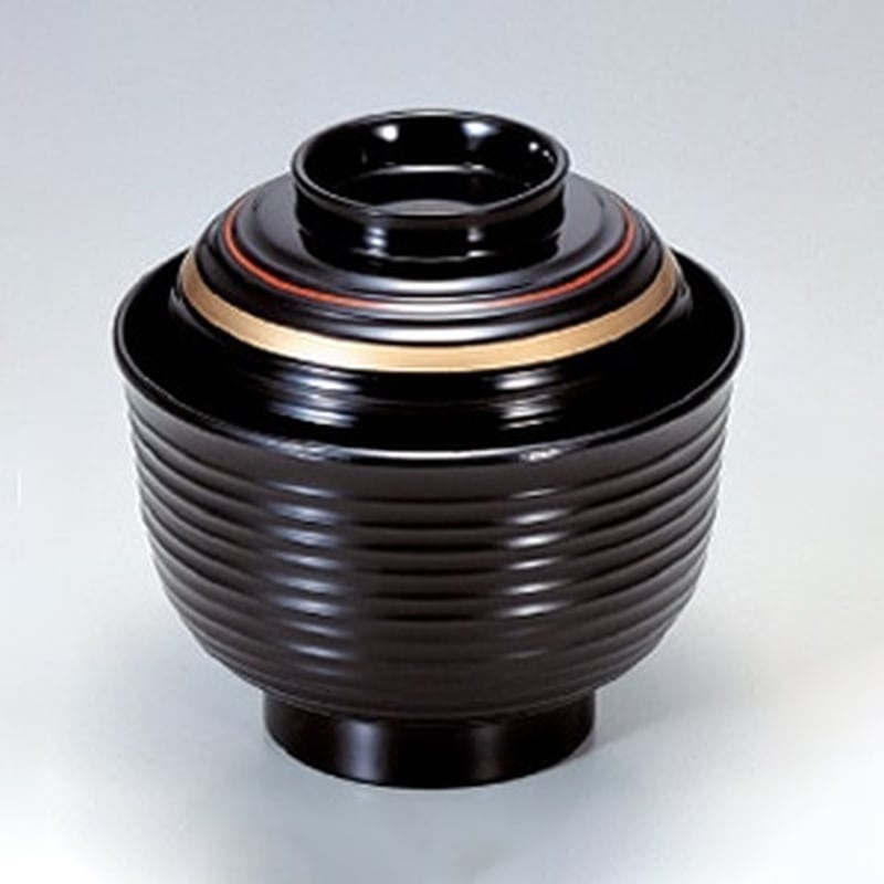 若泉漆器 3.3寸美里荒筋吸椀　朱金ライン  1-158-4 1個（ご注文単位1個）【直送品】