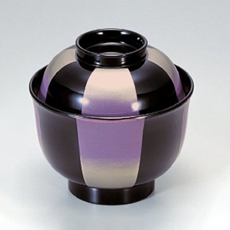 若泉漆器 3.3寸美里吸椀　黒紫銀市松S・H塗  1-158-14 1個（ご注文単位1個）【直送品】