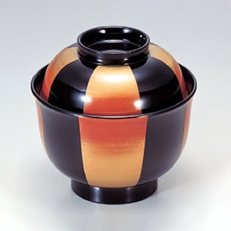 若泉漆器 3.3寸美里吸椀　黒朱金市松S・H塗  1-158-15 1個（ご注文単位1個）【直送品】