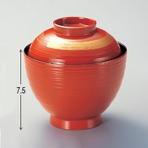 若泉漆器 あらたま椀　朱一筆  1-163-5 1個（ご注文単位1個）【直送品】
