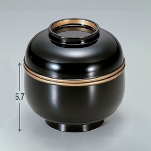 若泉漆器 鈴型小吸椀 黒帯金 1-180-10 1個(ご注文単位1個)【直送品】