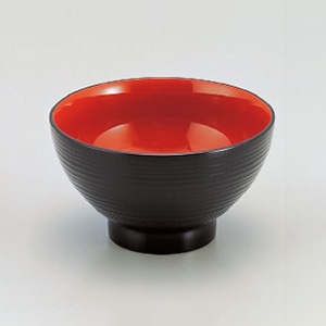 若泉漆器 5寸乱筋木目丼 黒内朱 1-192-6 1個(ご注文単位1個)【直送品】