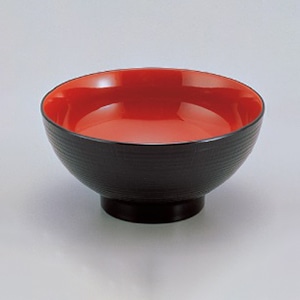 若泉漆器 6寸乱筋木目丼 黒内朱 1-192-7 1個(ご注文単位1個)【直送品】