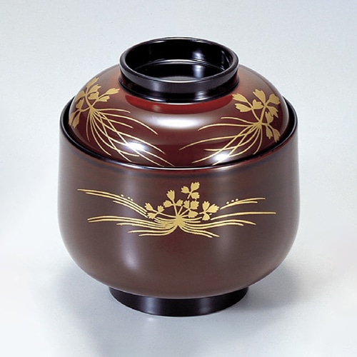 若泉漆器 えびす小吸椀 溜セリ 本漆塗 蒔絵 1-194-6 1個(ご注文単位1個)【直送品】