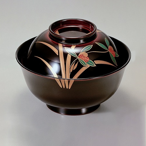 若泉漆器 羽反吸椀 溜らん 本漆塗 手描蒔絵 1-195-12 1個(ご注文単位1個)【直送品】
