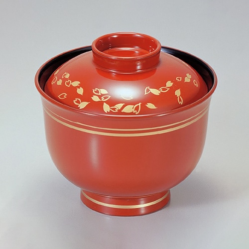 若泉漆器 ゆり型吸椀 朱に花びら 本漆塗 蒔絵 1-196-1 1個(ご注文単位1個)【直送品】