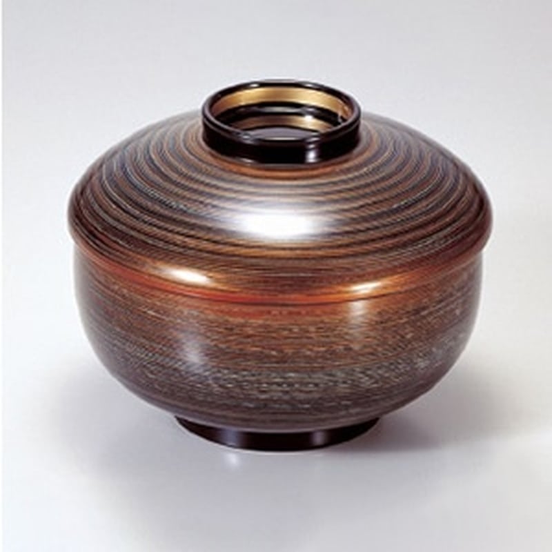 若泉漆器 三笠煮物椀 グレー金つむぎS・H塗 1-199-4 1個(ご注文単位1個)【直送品】