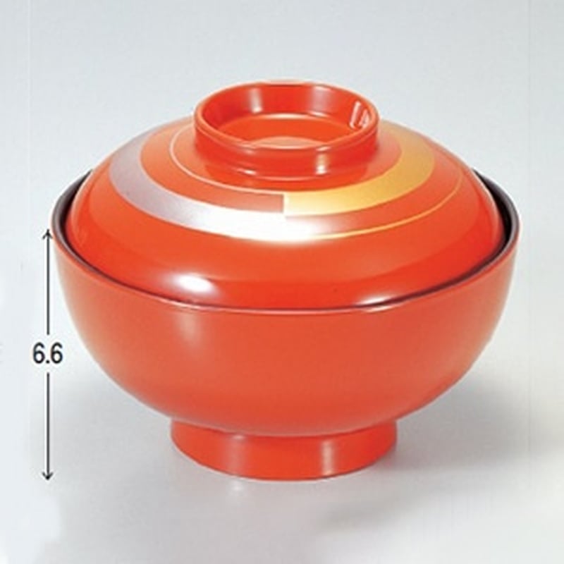 若泉漆器 4.3寸まるみ椀　朱金帯市松  1-201-5 1個（ご注文単位1個）【直送品】