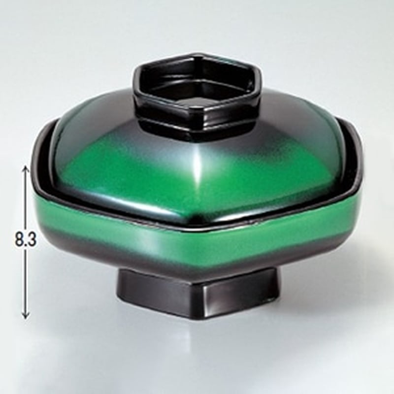 若泉漆器 六角煮物椀　グリーンカスミ  1-204-10 1個（ご注文単位1個）【直送品】