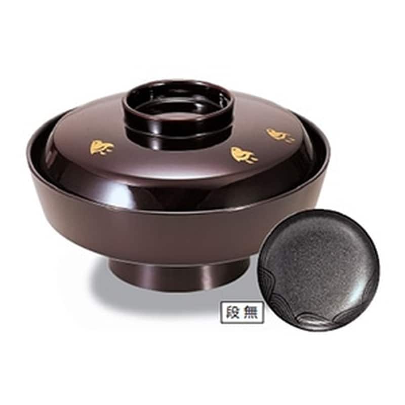 若泉漆器 5.5寸天竜寺煮物椀　溜波千鳥見返銀黒波  1-205-12 1個（ご注文単位1個）【直送品】