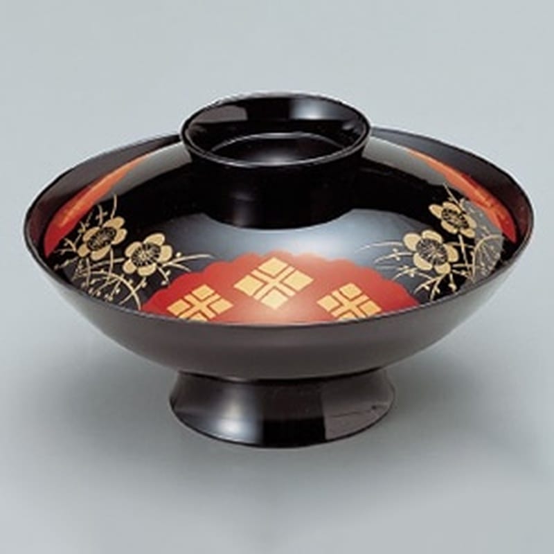 若泉漆器 6寸木目椀　黒内朱  1-207-4 1個（ご注文単位1個）【直送品】