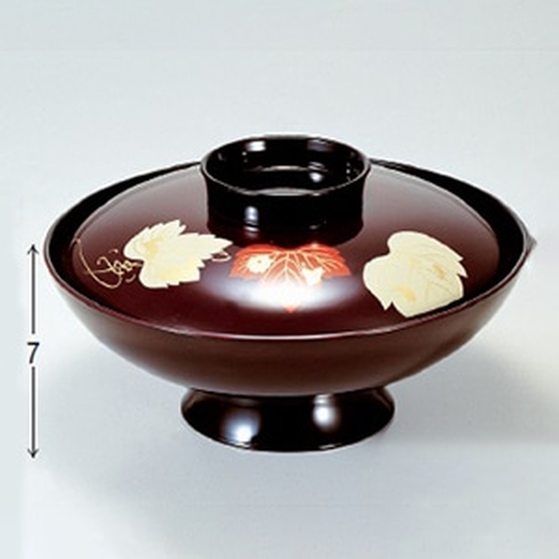 若泉漆器 6寸小槌煮物椀　溜ツタ  1-208-3 1個（ご注文単位1個）【直送品】