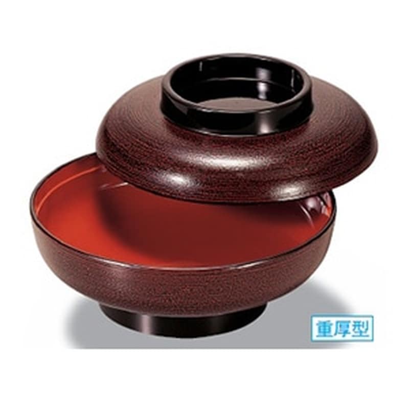 若泉漆器 6寸大平煮物椀　溜刷毛目内朱  1-212-8 1個（ご注文単位1個）【直送品】